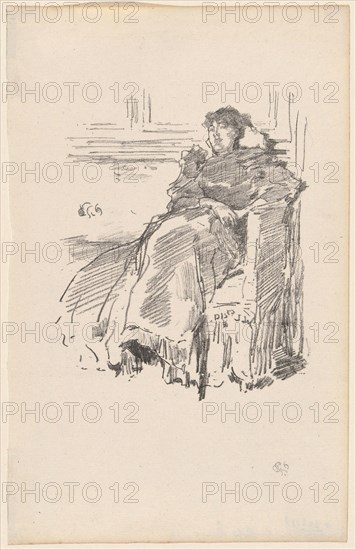 La Robe Rouge, 1894, James McNeill Whistler, American, 1834-1903, United States, Transfer lithograph in black on ivory laid paper, 188 x 155 mm (sheet), 324 x 208 mm (sheet)