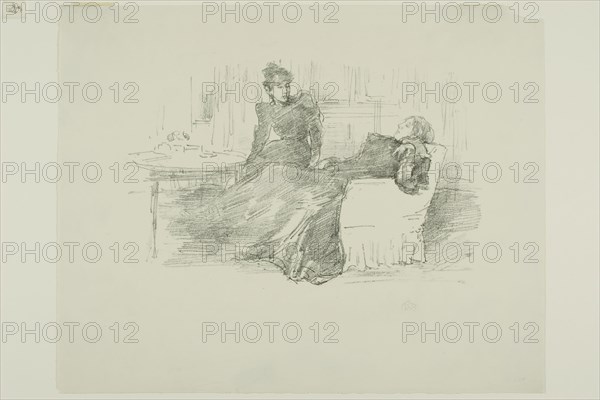 The Sisters, 1894/95, James McNeill Whistler, American, 1834-1903, United States, Transfer lithograph with scraping, on ivory wove proofing paper, 150 x 236 mm (image), 255 x 319 mm (sheet)