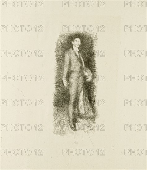 Count Robert de Montesquiou, No. 2, 1894, James McNeill Whistler, American, 1834-1903, United States, Transfer lithograph in black with scraping, on grayish ivory China paper, 227 x 96 mm (image), 360 x 332 mm (sheet)