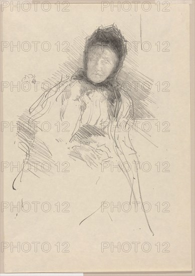 Unfinished Sketch of Lady Haden, 1895, James McNeill Whistler, American, 1834-1903, United States, Lithograph, in black ink, with scraping, on cream wove Japanese vellum, 300 x 200 mm (image), 364 x 255 mm (sheet)