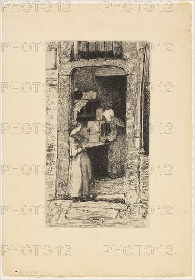 La Marchande de Moutarde (The Mustard Seller), 1858, James McNeill Whistler, American, 1834-1903, United States, Etching with foul biting in black ink on cream laid paper, 157 x 90 mm (plate), 229 x 160 mm (sheet)