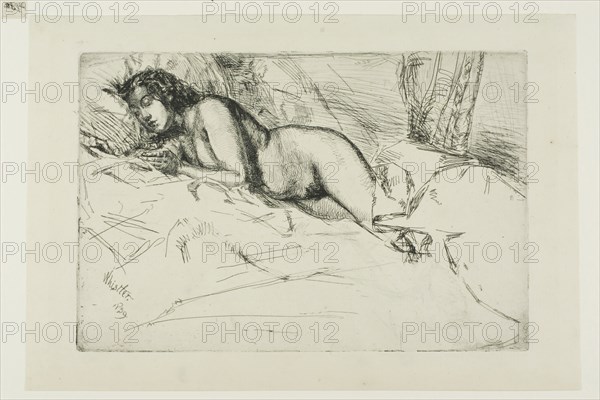 Venus, 1859, James McNeill Whistler, American, 1834-1903, United States, Etching and drypoint with foul biting in black ink on cream laid paper, 150 x 227 mm (image/plate), 189 x 278 mm (sheet)