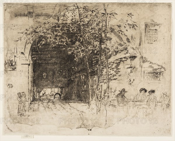 The Traghetto, No. 2, 1880, James McNeill Whistler, American, 1834-1903, United States, Etching and drypoint with foul biting in black ink on ivory Japanese paper, 239 x 306 mm (plate), 247 x 310 mm (sheet)