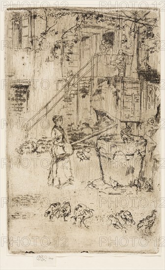 Turkeys, 1880, James McNeill Whistler, American, 1834-1903, United States, Etching and drypoint with foul biting in black ink on ivory laid paper, 208 x 131 mm (image, trimmed within plate mark), 222 x 132 mm (sheet)