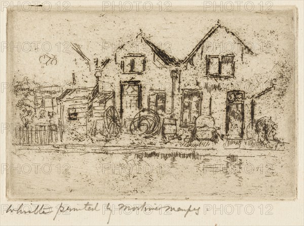 The Little Wheelwright’s, 1886, James McNeill Whistler, American, 1834-1903, United States, Etching with foul biting and plate tone in black on cream laid paper, 65 x 98 mm (image/plate), 227 x 237 mm (sheet)