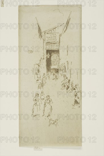 Fleur-de-lys Passage, 1887, James McNeill Whistler, American, 1834-1903, United States, Etching and drypoint with foul biting in dark brown ink on buff laid paper, 184 x 81 mm (image, trimmed within plate mark), 186 x 82 mm (sheet)