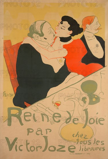 Reine de Joie, 1892, Henri de Toulouse-Lautrec (French, 1864-1901), Victor Jose (French, 19th-20th century), France, Color lithograph on tan wove paper, 1,362 × 930 mm (image), 1,438 × 990 mm (sheets as pieced, sight)