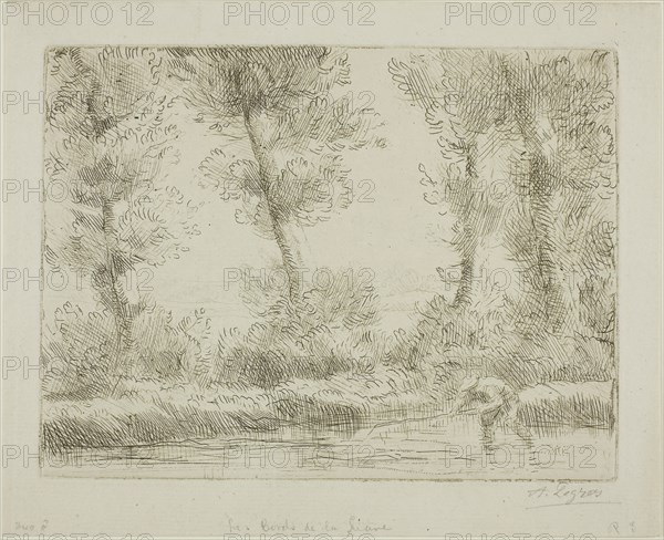 The Banks of the Liane, c. 1880, Alphonse Legros, French, 1837-1911, France, Etching on ivory laid paper, 151 × 199 mm (image/plate), 185 × 226 mm (sheet)