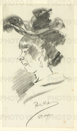 Profile of a Woman, 1894, Philipp William May, English, 1864-1903, England, Graphite on ivory laid paper, 178 × 104 mm