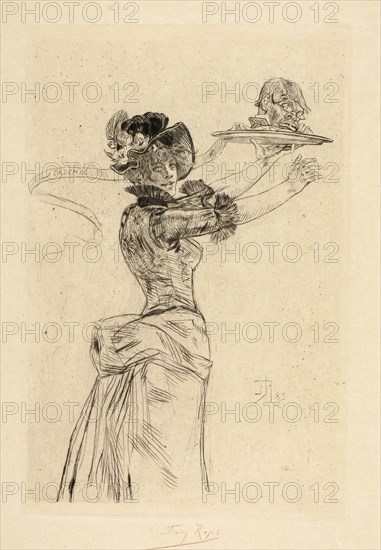 Modernity, 1883, Félicien Rops, Belgian, 1833-1898, Belgium, Drypoint on cream wove paper, 189 × 129 mm (image), 200 × 138 mm (plate), 444 × 348 mm (sheet, folded)