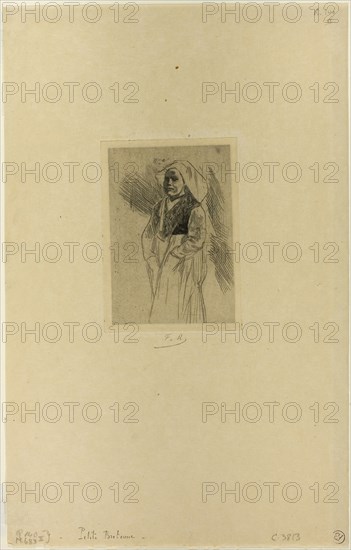 Young Breton Woman, n.d., Félicien Rops, Belgian, 1833-1898, Belgium, Etching and drypoint on cream wove paper, 90 × 62 mm (image), 97 × 70 mm (plate), 275 × 175 mm (sheet)