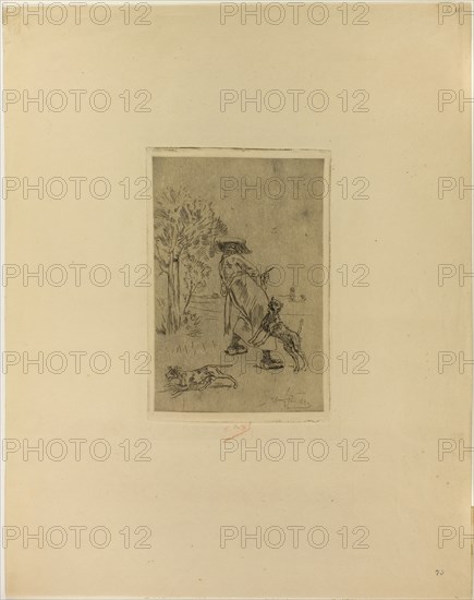 Taking Tea, 1875, Félicien Rops, Belgian, 1833-1898, Belgium, Etching, soft varnish (vernis mou) and drypoint on ivory wove paper, 236 × 150 mm (image), 248 × 160 mm (plate), 447 × 317 mm (sheet)