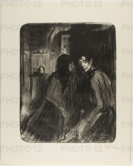 Arguing Prostitutes, 1895, Théophile-Alexandre Steinlen, French, born Switzerland, 1859-1923, France, Lithograph in black on ivory laid paper, 403 × 324 mm (image), 546 × 437 mm (sheet)