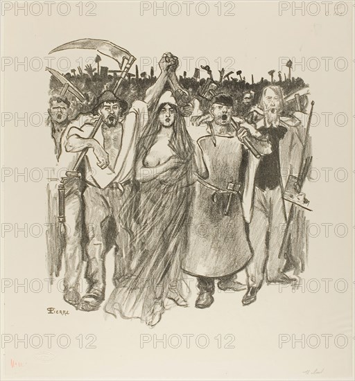 March 18, March 1894, Théophile-Alexandre Steinlen (French, born Switzerland, 1859-1923), printed by Edouard Kleinmann (French 1844-1927), France, Lithograph in black on ivory wove paper, 349 × 327 mm (image), 453 × 419 mm (sheet)