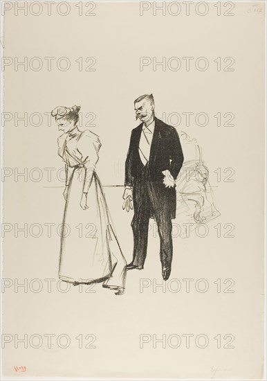 Alone at last!, July 1894, Théophile-Alexandre Steinlen, French, born Switzerland, 1859-1923, France, Lithograph in black on cream wove paper, 293 × 260 mm (image), 514 × 382 mm (sheet)