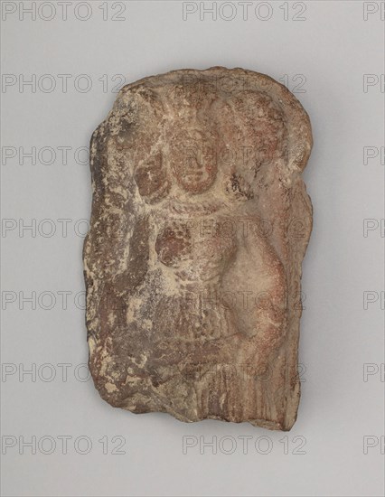 Woman with a Headdress, Mauryan period, 1st century B.C., India, Uttar Pradesh, Mathura, Uttar Pradesh, Molded red micaceous clay, 9.7 x 6.1 x 2.8 cm (3 13/16 x 2 3/8 x 1 1/8 in.)