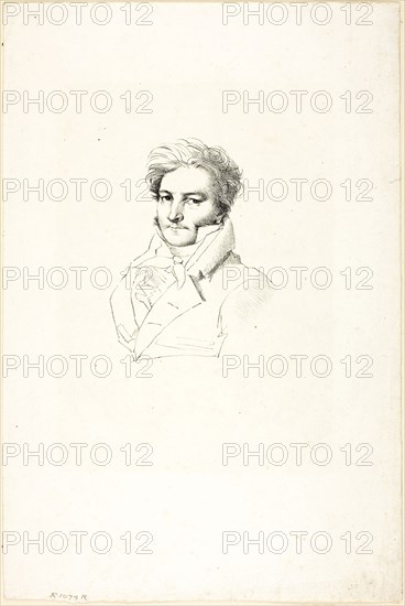 Portrait of a Man, c. 1820, Jean–Auguste–Dominique Ingres, French, 1780–1867, France, Lithograph in black on ivory wove paper, 103 × 78 mm (image/plate), 275 × 185 mm (sheet)