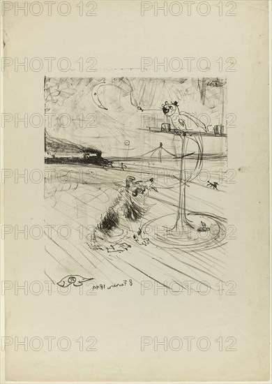The Dog and the Parrot, 1899, Henri de Toulouse-Lautrec, French, 1864-1901, France, Lithograph on cream wove paper, 319 × 262 mm (image), 546 × 381 mm (sheet)