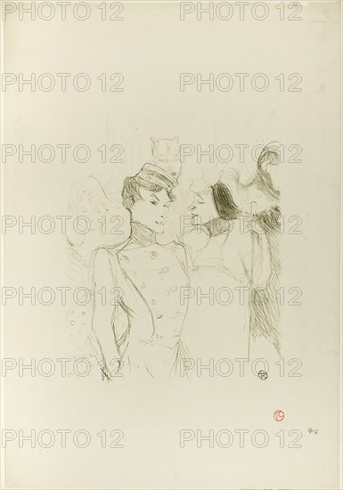 Lender and Lavallière in a Revue at the Variétés, 1895, Henri de Toulouse-Lautrec, French, 1864-1901, France, Color lithograph on cream wove paper, 304 × 250 mm (image), 551 × 382 mm (sheet)