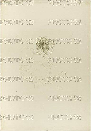 Luce Myrès, in Profile, 1895, Henri de Toulouse-Lautrec, French, 1864-1901, France, Color lithograph on cream wove paper, 224 × 214 mm (image), 551 × 381 mm (sheet)