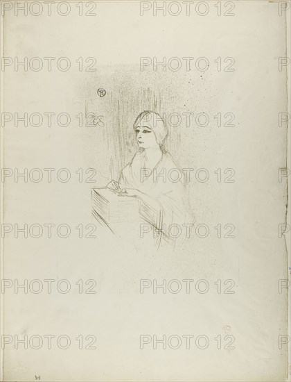 Yahne in Her Box, in L’Age Difficile, 1895, Henri de Toulouse-Lautrec, French, 1864-1901, France, Color lithograph on ivory wove paper, 355 × 267 mm (image), 553 × 418 mm (sheet)