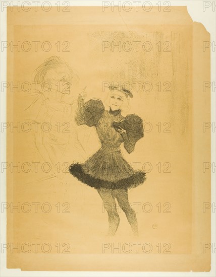 Lender and Lavallière, in Le Fils de L’Arétin, 1895, Henri de Toulouse-Lautrec, French, 1864-1901, France, Lithograph on tan wove paper, laid down on white laid Japanese paper, 467 × 363 mm (image), 586 × 451 mm (sheet/primary support)