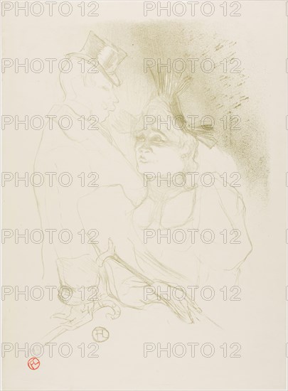 Mademoiselle Lender and Baron, 1893, Henri de Toulouse-Lautrec, French, 1864-1901, France, Color lithograph on cream wove paper, 322 × 233 mm (image), 380 × 280 mm (sheet)