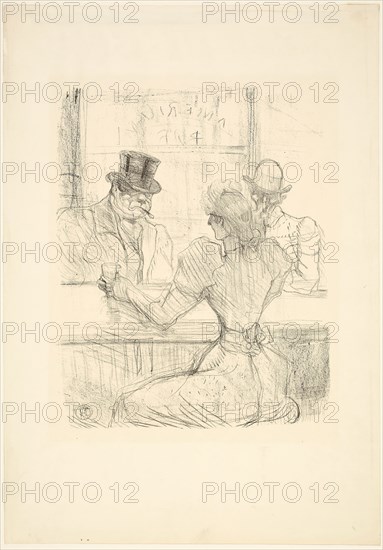 In the Picton Bar (American Bar), rue Scribe, 1896, Henri de Toulouse-Lautrec, French, 1864-1901, France, Lithograph on cream wove paper, 297 × 240 mm (image), 471 × 329 mm (sheet)