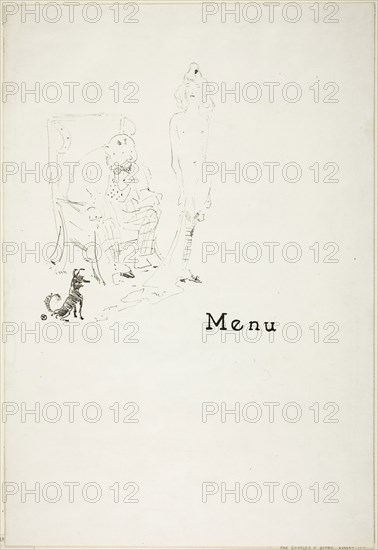 The Naked Girl, Menu, 1898, Henri de Toulouse-Lautrec, French, 1864-1901, France, Color lithograph on ivory wove paper, 212 × 188 mm (image), 430 × 295 mm (sheet)