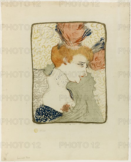 Bust of Mademoiselle Marcelle Lender, 1895, Henri de Toulouse-Lautrec, French, 1864-1901, France, Color lithograph on cream wove paper, 330 × 246 mm (image), 510 × 412 mm (sheet)