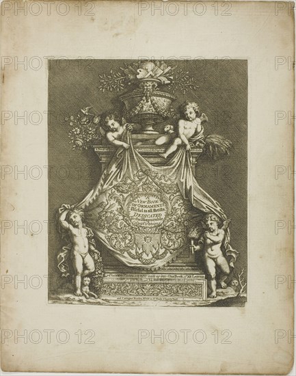 Plate One, from A New Book of Ornaments, 1704, Simon Gribelin II, French, 1661-1733, France, Engraving on ivory laid paper, 196 × 161 mm (image/plate), 195 × 233 mm (sheet)