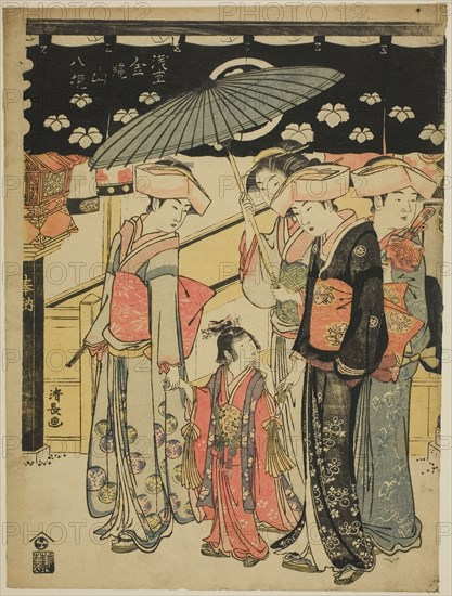 The Nakamise Shopping Street, from the series Eight Precincts of the Kinryuzan Temple in Asakusa (Asakusa Kinryuzan hakkei), c. 1782, Torii Kiyonaga, Japanese, 1752-1815, Japan, Color woodblock print, chuban, 25.9 x 19.6 cm