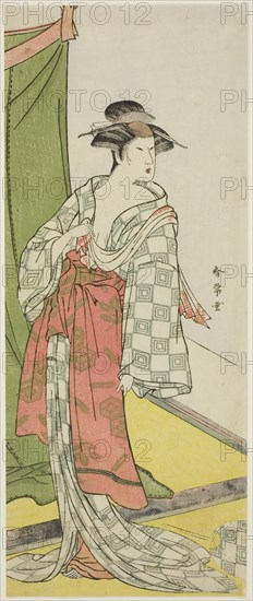 The Actor Segawa Kikunojo as a Courtesan in Summer Attire, early 1780s, Katsukawa Shunjo, Japanese, died 1787, Japan, Color woodblock print, hosoban, 31 x 12.8 cm (12 3/16 x 5 1/16 in.)