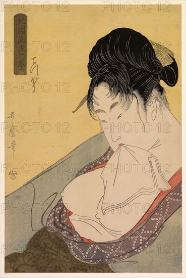 A Low Class Prostitute (Gun [teppo]), from the series Five Shades of Ink in the Northern Quarter (Hokkoku goshiki-zumi), c. 1794/95, Kitagawa Utamaro ??? ??, Japanese, 1753 (?)-1806, Japan, Color woodblock print, oban, 37.9 x 25.1 cm