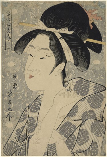 Three Beauties of Our Time (Tosei san bijin), n.d., Chokosai Eisho, Japanese, active 1780-1800, Japan, Color woodblock print, oban, 39.0 x 26.3 cm