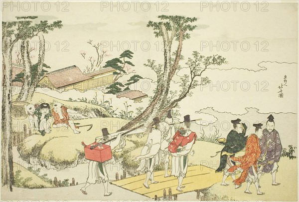Frontispiece to the illustrated album Thirty-six Immortal Women Poets (Nishikizuri onna sanjurokkasen), 1801, Katsushika Hokusai ?? ??, Japanese, 1760-1849, Japan, Color woodblock print, surimono, 25.1 x 37.5 cm
