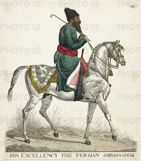 The Persian Ambassador, n.d., Richard Dighton, English, 1795-1880, England, Etching on paper, 298 × 261 mm (sheet, trimmed to plate)
