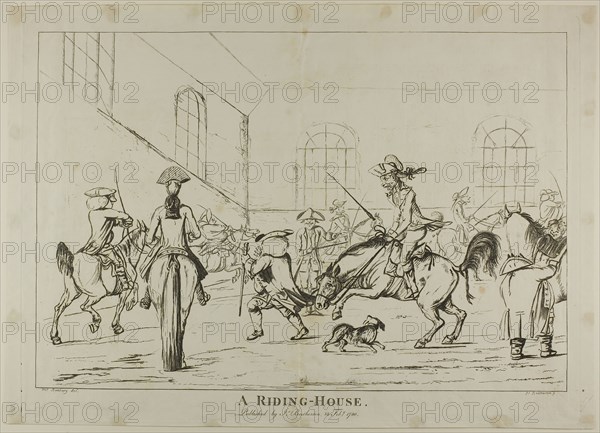 A Riding House, published 1780, Unknown Artist, published by Bretherton (English), England, Etching on paper, 362 × 538 mm (image), 408 × 564 mm (plate), 425 × 595 mm (sheet)