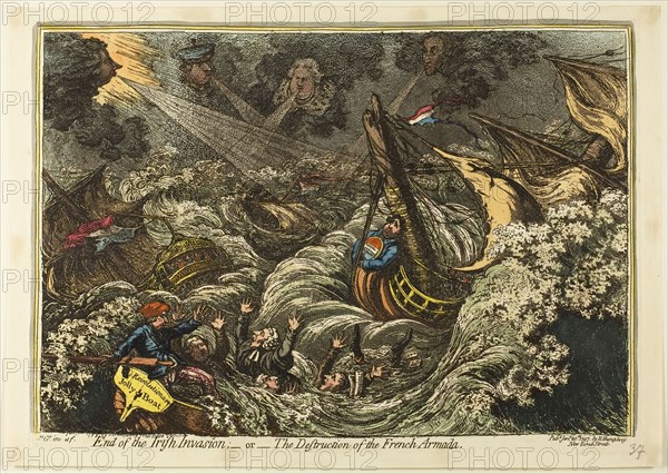 End of the Irish Invasion, published January 20, 1797, James Gillray (English, 1756-1815), published by Hannah Humphrey (English, c. 1745-1818), England, Hand-colored etching and aquatint on paper, 260 × 375 mm (image), 273 × 385 mm (plate), 290 × 410 mm (sheet)