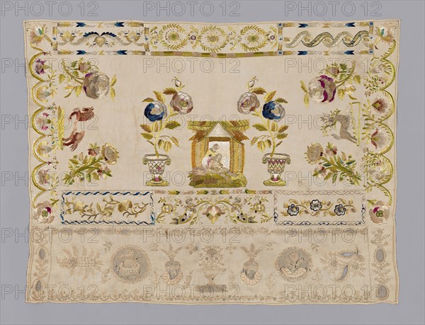 Sampler, 19th century, France, Linen, plain weave, embroidered, 85.7 × 64.1 cm (33 3/4 × 25 1/4 in.)