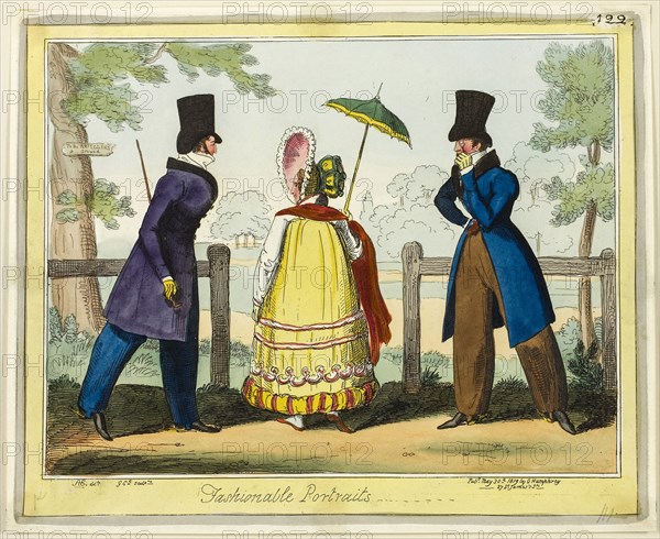 Fashionable Portraits, published May 30, 1819, George Cruikshank (English, 1792-1878), published by George Humphrey (English, c. 1773-1831), England, Hand-colored etching on paper, 200 × 250 mm (image), 207 × 257 mm (plate), 213 × 263 mm (sheet)