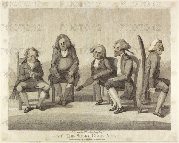 The Sulky Club, published March 18, 1794, Henry William Bunbury, English, 1750-1811, England, Lithograph on paper, 342 × 452 mm (image), 390 × 490 mm (sheet)