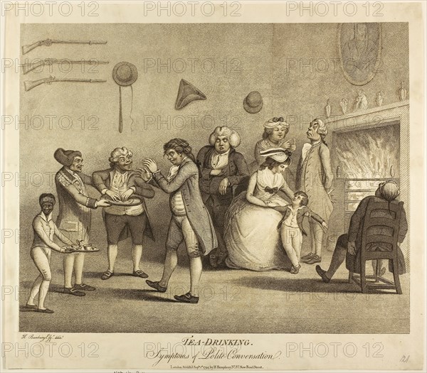 Tea Drinking, published September 1, 1794, Henry William Bunbury, English, 1750-1811, England, Lithograph on paper, 347 × 435 mm (image), 410 × 465 mm (sheet)