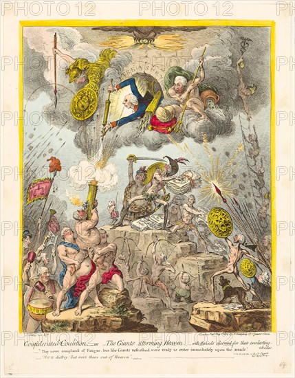 Confederated Coalition, published April 24, 1804, James Gillray (English, 1756-1815), published by Hannah Humphrey (English, c. 1745-1818), England, Hand-colored etching on paper, 400 × 323 mm (image), 460 × 338 mm (plate), 478 × 372 mm (sheet)