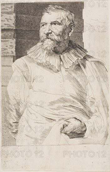 Adam van Noort, 1630/33, Anthony van Dyck, Flemish, 1599-1641, Flanders, Etching and engraving in black on ivory laid paper, 239 × 154 mm (image/sheet, trimmed within platemark)