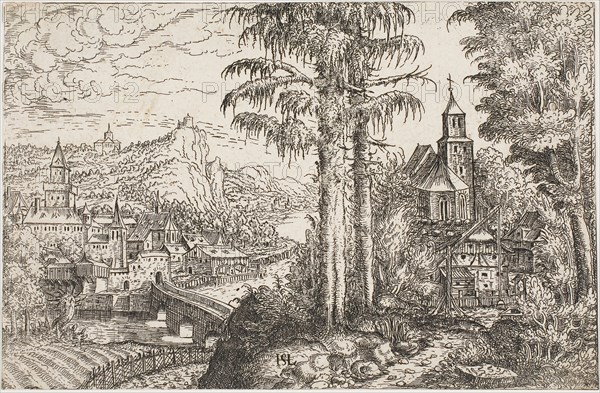 Landscape with a Church, 1553, Hanns Lautensack, German, 1524-1560/66, Germany, Etching printed on paper, 111 x 171 mm (sheet)