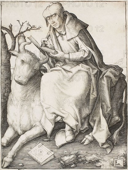 Saint Luke, c. 1508, Lucas van Leyden, Netherlandish, c. 1494-1533, Netherlands, Engraving in black on paper, 116 x 88 mm (image), 118 x 88 mm (plate), 118 x 90 mm (sheet)