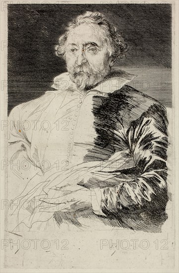 Willem de Vos, 1630/33, Anthony van Dyck, Flemish, 1599-1641, Flanders, Etching and engraving in black on ivory laid paper, 239 × 139 mm (image), 242 × 155 mm (plate), 403 × 272 mm (sheet)