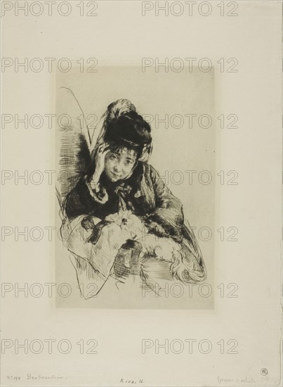 Mme. Desboutin, 1879, Marcellin Gilbert Desboutin, French, 1823-1902, France, Drypoint and plate tone on ivory laid paper, 240 × 160 mm (plate), 360 × 266 mm (sheet)