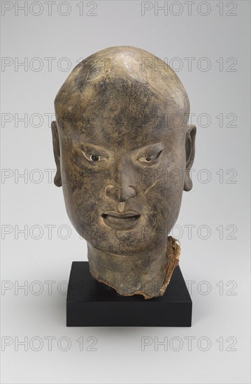 Head of a Luohan, Northern Song, Liao, or Jin dynasty, c. 11th century, China, Hollow dry lacquer, 28.6 × 18 × 20 cm (11 1/4 × 7 1/16 × 7 7/8 in.)